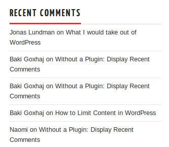 Without a Plugin: Display Recent Comments 1